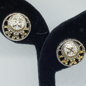 Swarovski Crystal X Gold & Silver Earrings